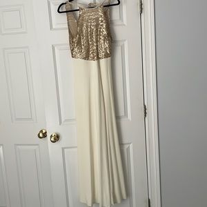 Gold & white long formal dress
